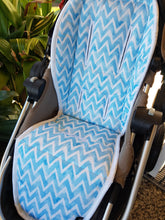 Pram Liner - Pastel Blue Chevron
