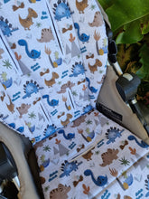 Pram Liner - Dinosaur Stomp Linen Look