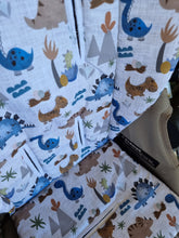 Pram Liner - Dinosaur Stomp Linen Look