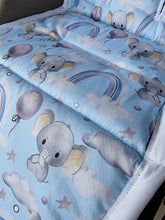Pram Liner - Elephant Rainbow Blue + FREE Accessories