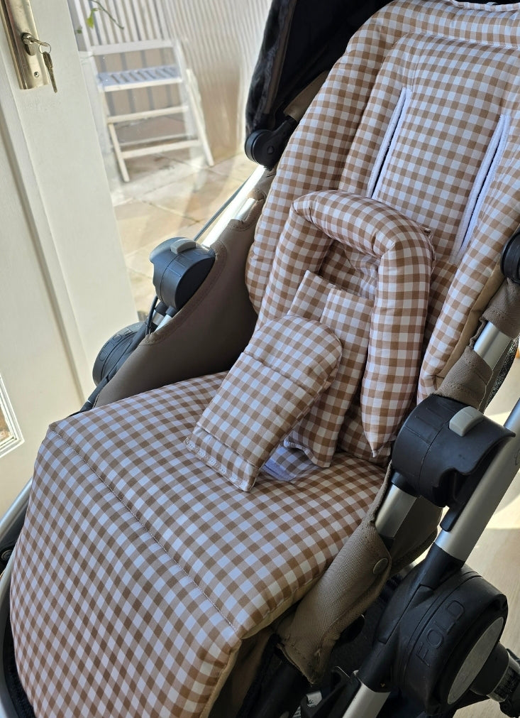 Pram Liner - Gingham Natural