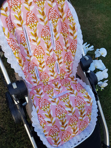LACE TRIM Pram Liner (YOU PICK THE FABRIC)