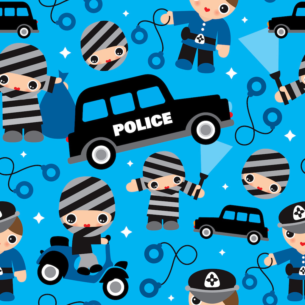 Pram Liner - Cops & Robbers Blue